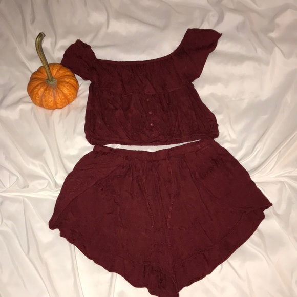 Tilly's Other - Burgundy Two-Piece Set